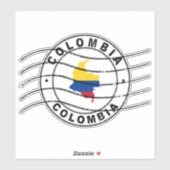 Sticker Carte de la Colombie, Timbre de passeport postal (Feuille)