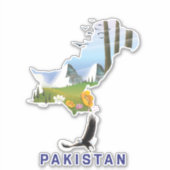 Sticker Carte de l'affiche de voyage au Pakistan (Devant)