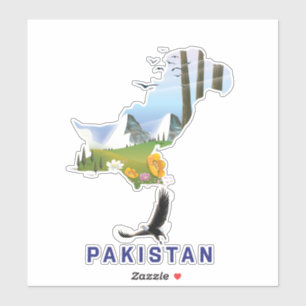Sticker Carte de l'affiche de voyage au Pakistan