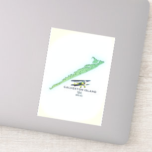 Sticker Carte de l'île de Galveston Texas États-Unis