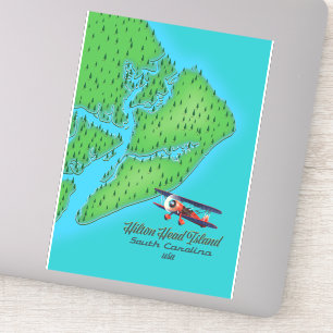 Sticker Carte de l'île de Hilton Head Caroline du Sud