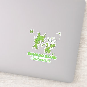 Sticker Carte de l'île de Komodo en Indonésie