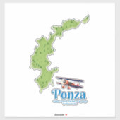 Sticker Carte de l'île italienne de Ponza. (Feuille)