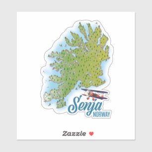 Sticker carte de l'île Senja en Norvège