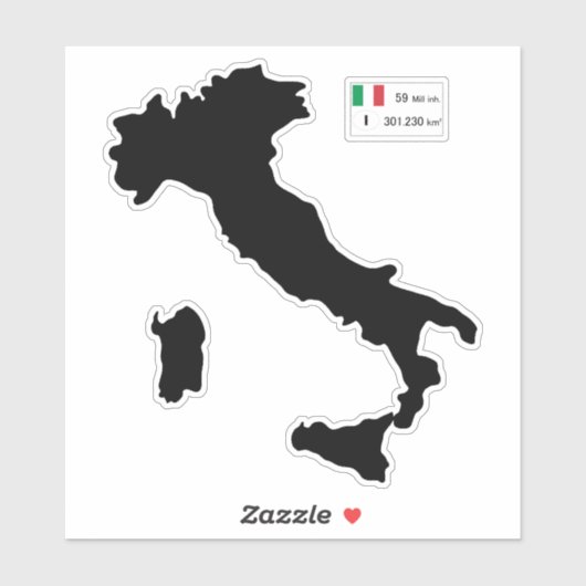 Sticker Carte de l'Italie (Feuille)