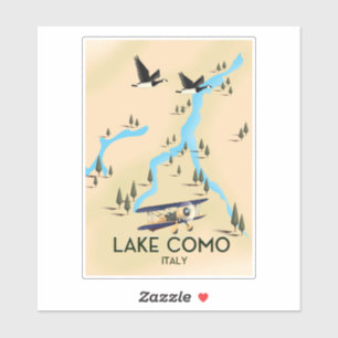 Sticker Carte de l'Italie du lac de Côme affiche de voyage