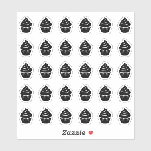 Sticker Carte de mariage Cupcake Choix de menu de repas (Feuille)
