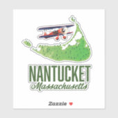 Sticker Carte de Nantucket Massachusetts (Feuille)