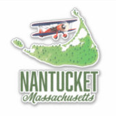 Sticker Carte de Nantucket Massachusetts (Devant)