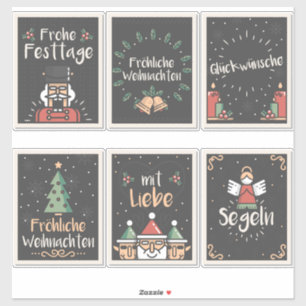 Sticker Carte de Noël allemande Fröhliche Weihnachten