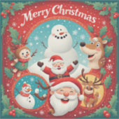 Sticker Carte de Noël festive joyeuse (Devant)