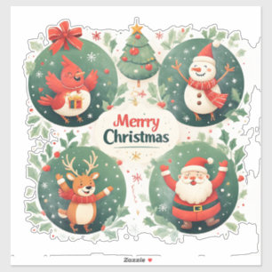 Sticker Carte de Noël festive joyeuse