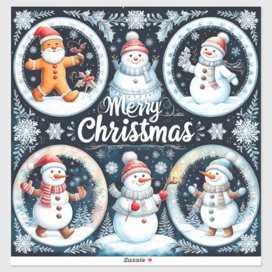 Sticker Carte de Noël festive joyeuse (Feuille)