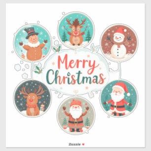 Sticker Carte de Noël festive joyeuse