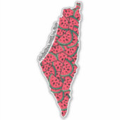 Sticker Carte de Palestine remplie de pastèques | Palestin (Devant)