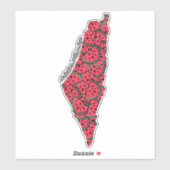 Sticker Carte de Palestine remplie de pastèques | Palestin (Feuille)