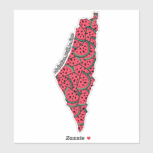 Sticker Carte de Palestine remplie de pastèques | Palestin (Feuille)