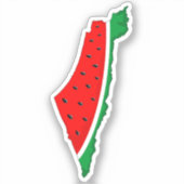 Sticker Carte de Palestine Watermelon Symbole de la libert (Recto)