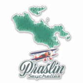 Sticker carte de Praslin Seychelles (Devant)