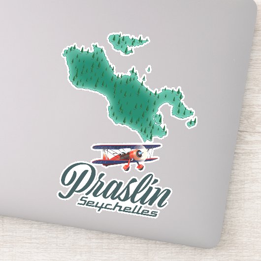 Sticker carte de Praslin Seychelles (Détail)