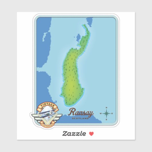Sticker carte de Raasay Écosse (Feuille)