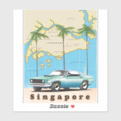 Sticker carte de Singapour (Feuille)