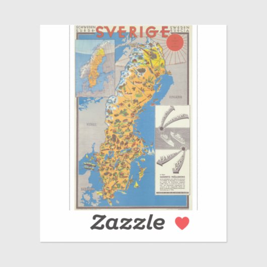 Sticker Carte de Suède (Feuille)