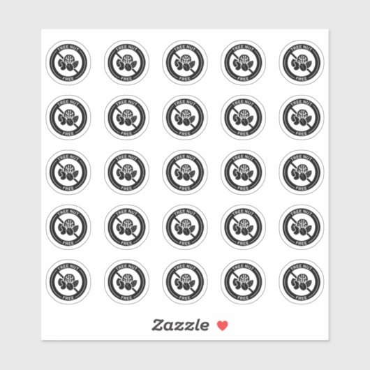 Sticker Carte de table de mariage sans noix Mini allergie (Feuille)