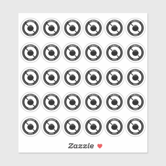 Sticker Carte de table de mariage sans tomate Mini allergi (Feuille)