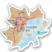 Sticker Carte de Thunder Bay Ontario (Devant)