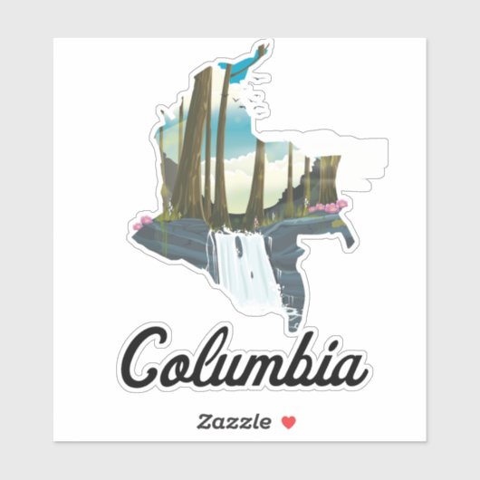 Sticker Carte de voyage de Colombie (Feuille)