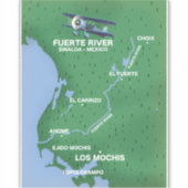 Sticker Carte de voyage de Fuerte River Sinaloa, Mexique (Devant)