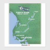 Sticker Carte de voyage de Fuerte River Sinaloa, Mexique (Feuille)