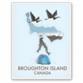 Sticker carte de voyage de l'île Broughton Canada (Devant)
