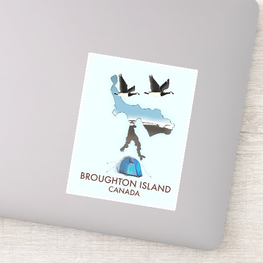 Sticker carte de voyage de l'île Broughton Canada (Détail)