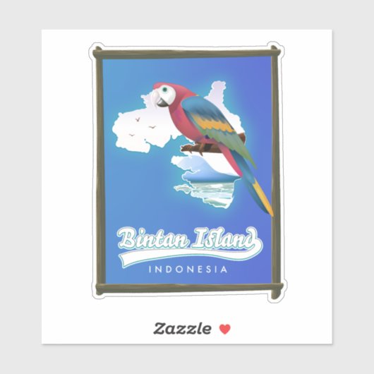 Sticker Carte de voyage de l'île de Bintan Indonésie (Feuille)