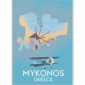 Sticker Carte de voyage de Mykonos Grèce (Devant)