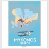 Sticker Carte de voyage de Mykonos Grèce (Feuille)