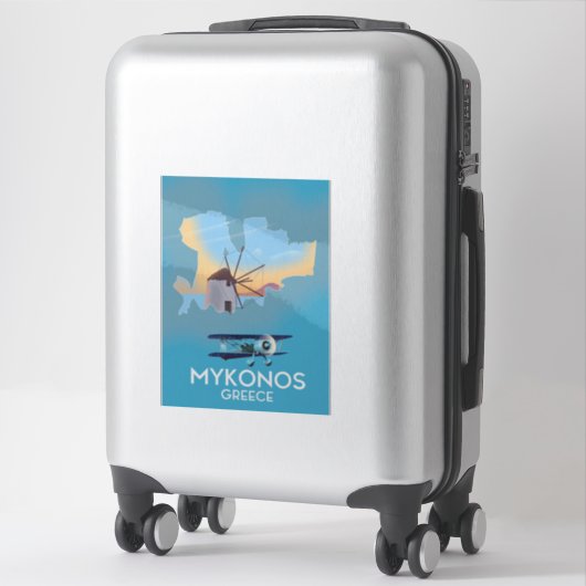 Sticker Carte de voyage de Mykonos Grèce (Sur valise)