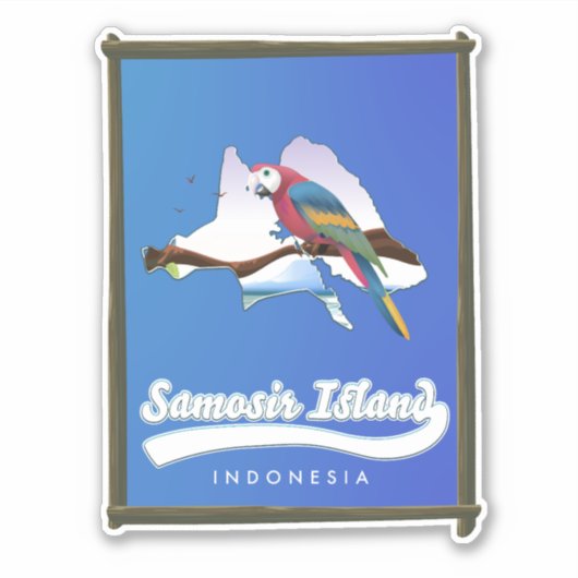 Sticker Carte de voyage de Samosir Island Indonésie (Devant)