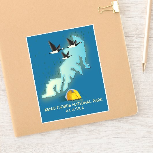 Sticker Carte de voyage du parc national Kenai Fjords en A (Carnet)