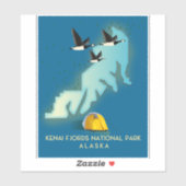 Sticker Carte de voyage du parc national Kenai Fjords en A (Feuille)