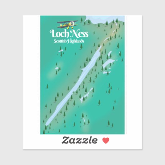 Sticker Carte de voyage Loch Ness Scottish Highlands (Feuille)