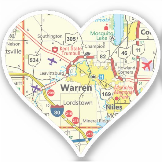 Sticker Carte de Warren Ohio (Devant)