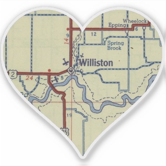 Sticker Carte de Williston ND (Devant)