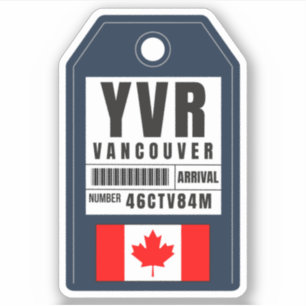 Sticker Carte d'embarquement de Vancouver - Canada YVR