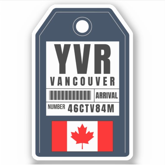 Sticker Carte d'embarquement de Vancouver - Canada YVR (Devant)