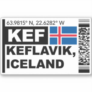 Sticker Carte d'embarquement KEF Keflavik - Voyage en Isla
