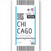 Sticker Carte d'embarquement pour Chicago (MDW) (Devant)