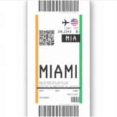 Sticker Carte d'embarquement pour Miami (MIA) (Devant)